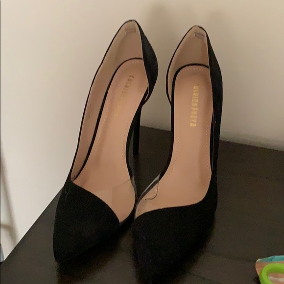 black clear pumps